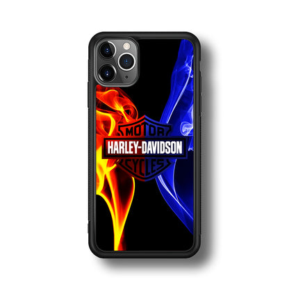 Harley Blue Red Fire iPhone 11 Pro Max Case-Phone Case-Rubber Black (2D Case)-Altracase