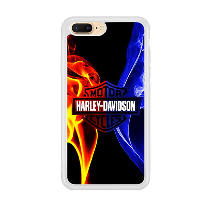 Harley Blue Red Fire iPhone 8 Plus Case-Phone Case-Rubber White (2D Case)-Altracase