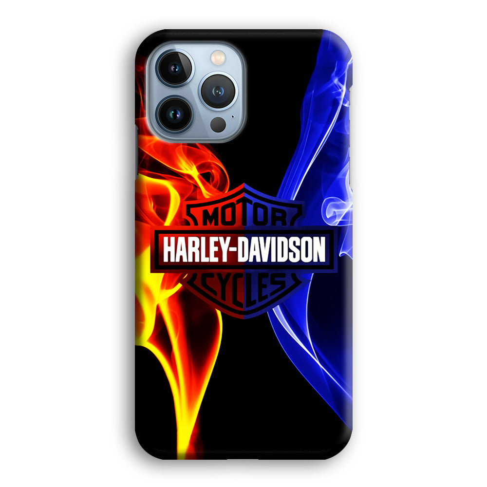 Harley Blue Red Fire iPhone 14 Pro Case