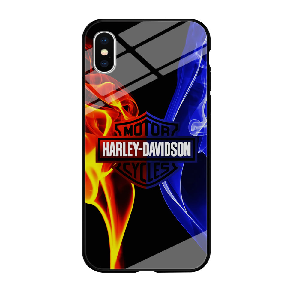 Harley Blue Red Fire iPhone X Case