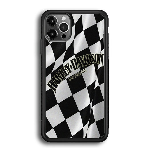 Harley Davidson Black White Flag iPhone 12 Pro Case