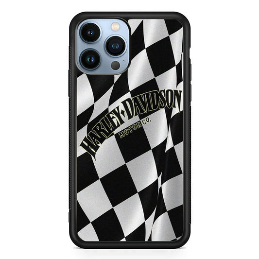Harley Davidson Black White Flag iPhone 13 Pro Max Case-Mobile Phone Case-Rubber Black (2D Case)-Altracase