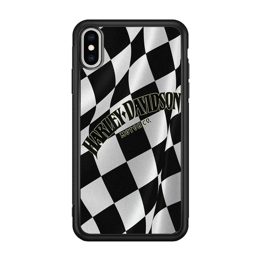 Harley Davidson Black White Flag iPhone Xs Max Case-Mobile Phone Case-Rubber Black (2D Case)-Altracase