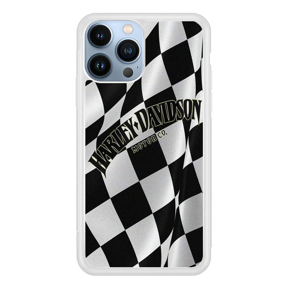 Harley Davidson Black White Flag iPhone 13 Pro Case