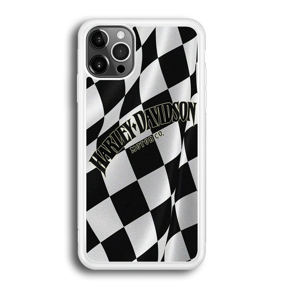 Harley Davidson Black White Flag iPhone 12 Pro Case