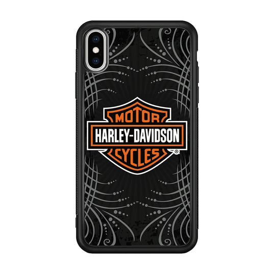 Harley Davidson Grey Motif iPhone Xs Max Case-Mobile Phone Case-Rubber Black (2D Case)-Altracase