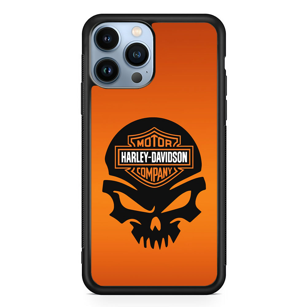 Harley Davidson Skull Logo iPhone 13 Pro Max Case-Mobile Phone Case-Rubber Black (2D Case)-Altracase