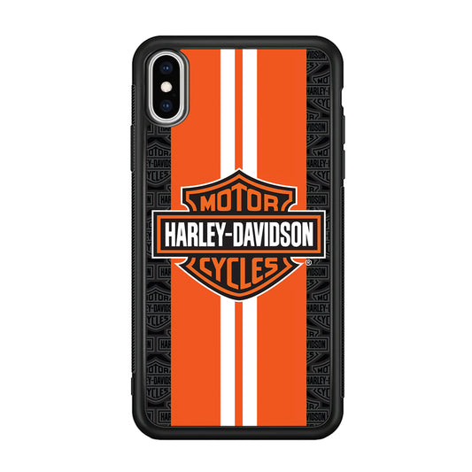 Harley Davidson White Striped Orange iPhone Xs Case