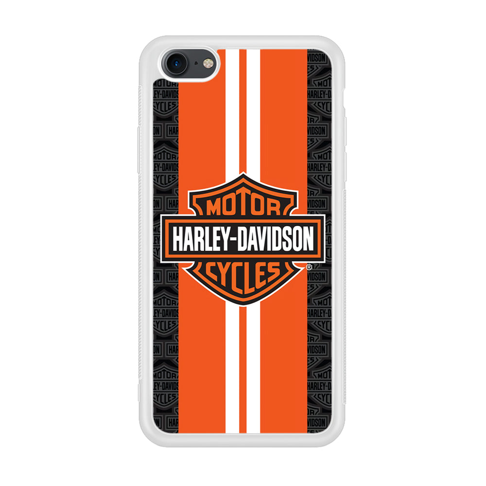 Harley Davidson White Striped Orange iPhone 8 Case