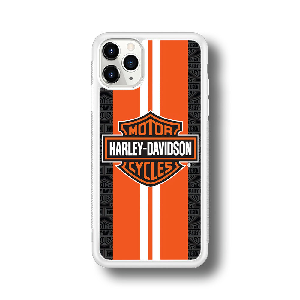 Harley Davidson White Striped Orange iPhone 11 Pro Case