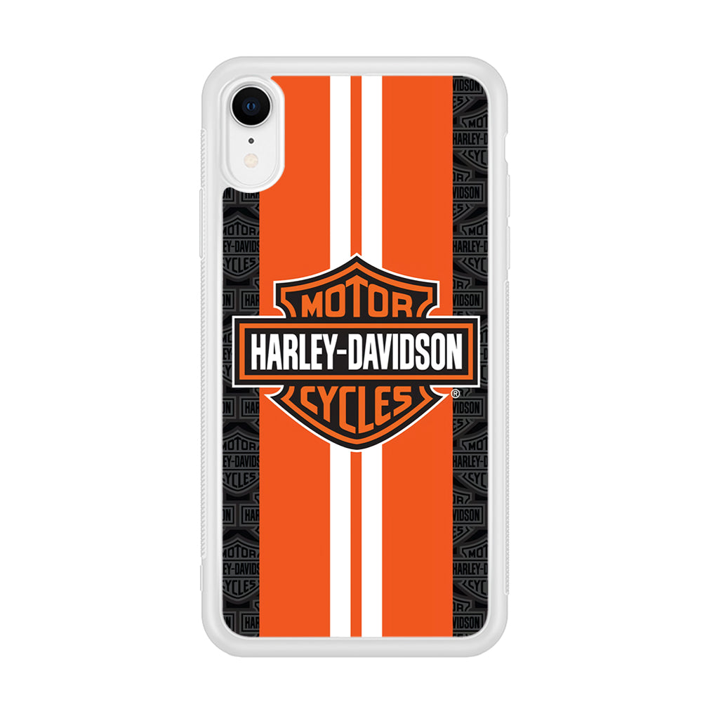 Harley Davidson White Striped Orange iPhone XR Case