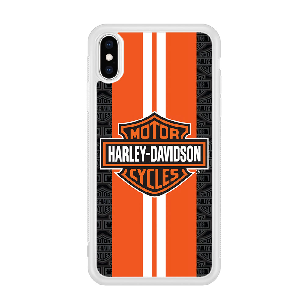 Harley Davidson White Striped Orange iPhone Xs Case