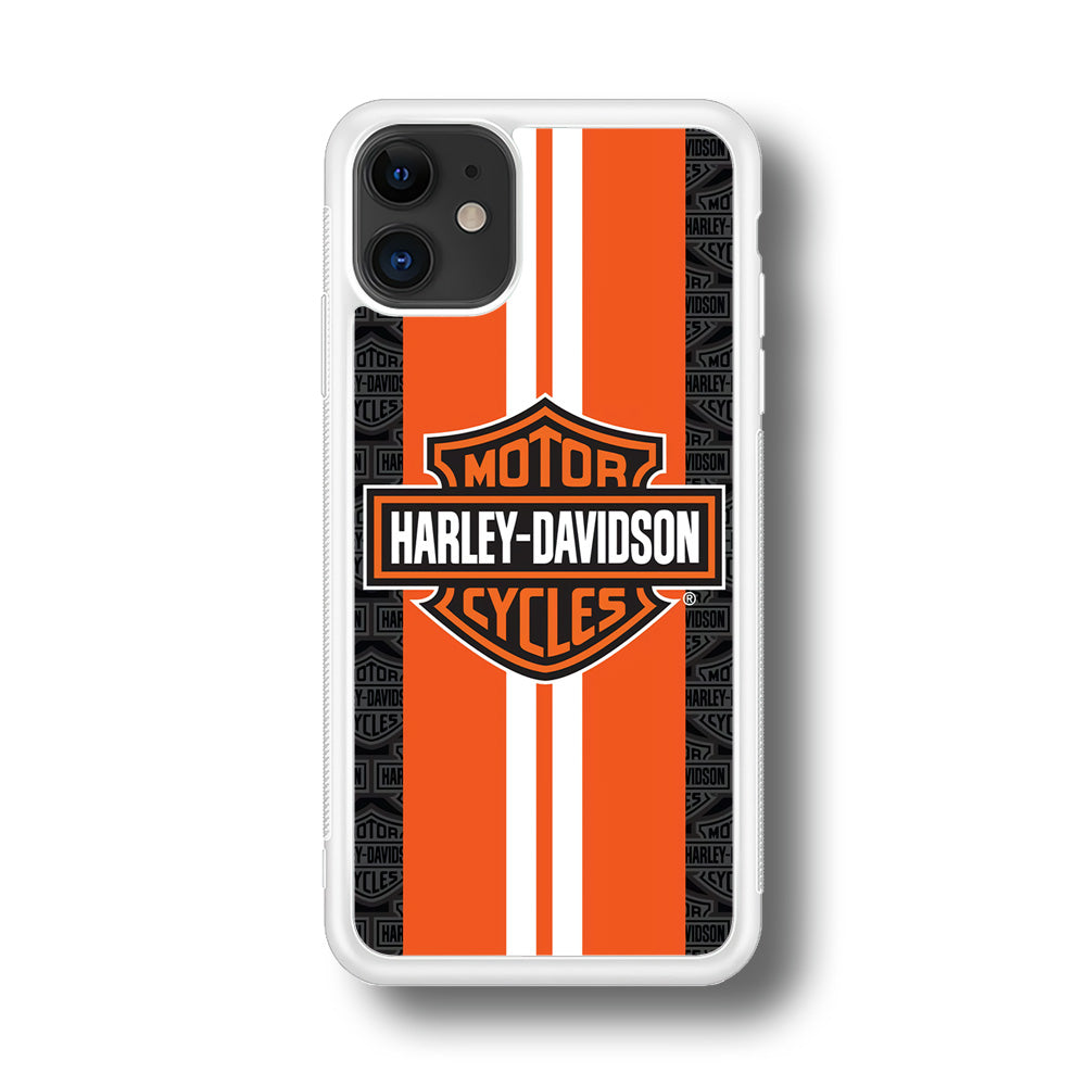 Harley Davidson White Striped Orange iPhone 11 Case