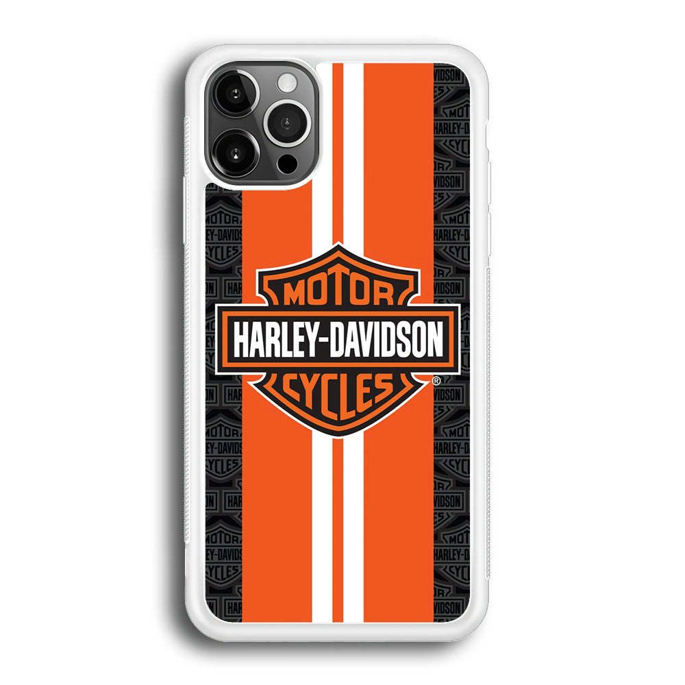 Harley Davidson White Striped Orange iPhone 12 Pro Max Case