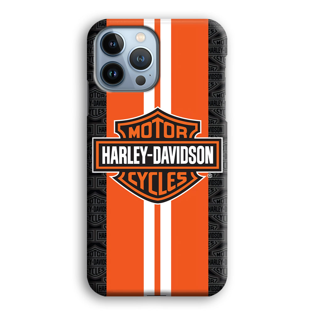 Harley Davidson White Striped Orange iPhone 13 Pro Max Case