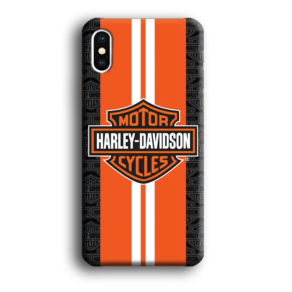 Harley Davidson White Striped Orange iPhone Xs Max Case