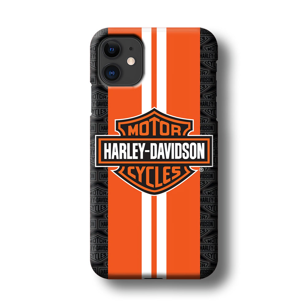 Harley Davidson White Striped Orange iPhone 11 Case