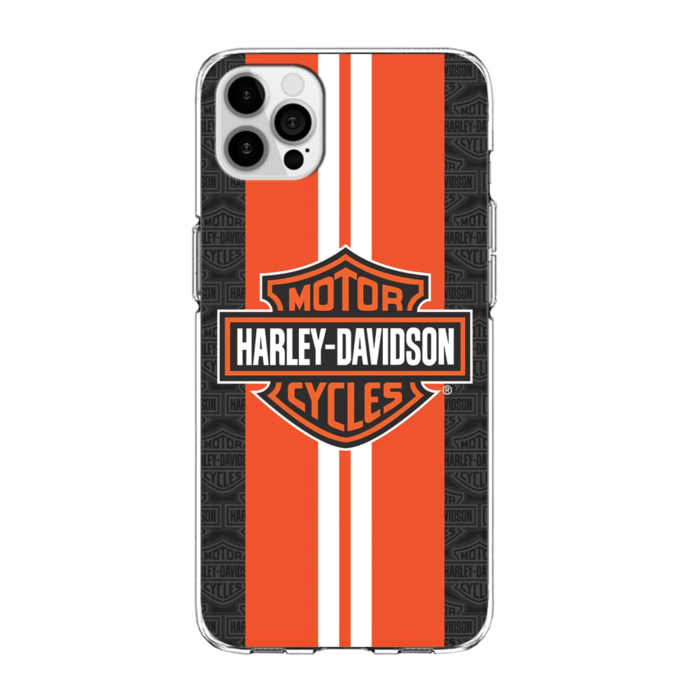 Harley Davidson White Striped Orange iPhone 14 Pro Max Case