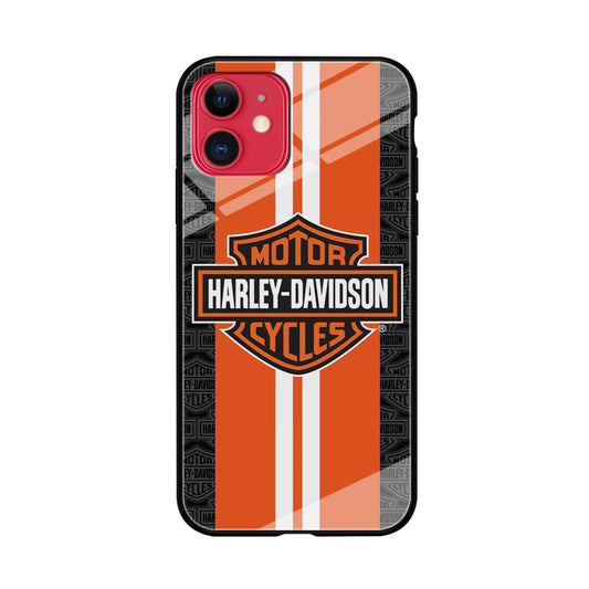 Harley Davidson White Striped Orange iPhone 11 Case