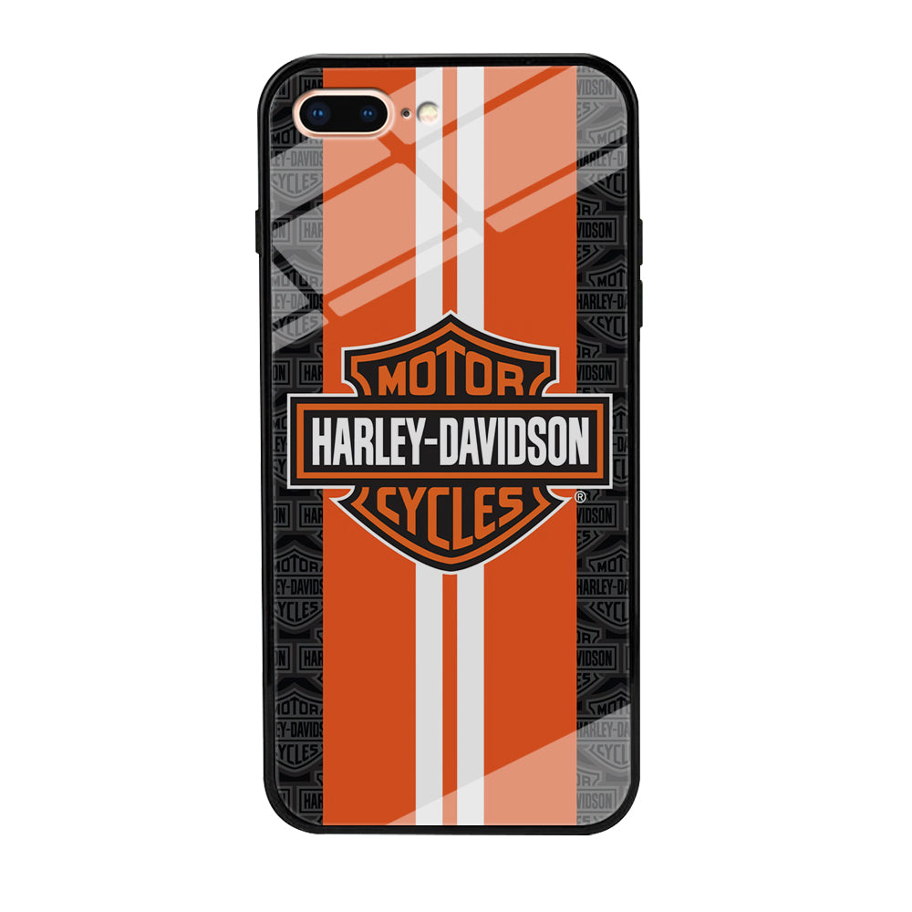 Harley Davidson White Striped Orange iPhone 8 Plus Case