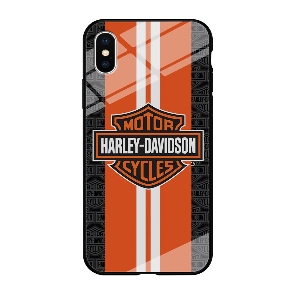 Harley Davidson White Striped Orange iPhone Xs Case