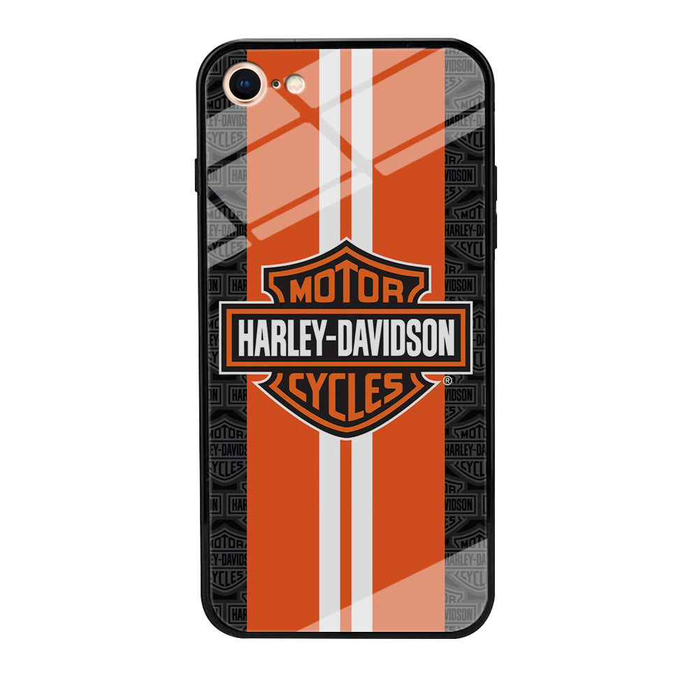 Harley Davidson White Striped Orange iPhone SE 2020 Case