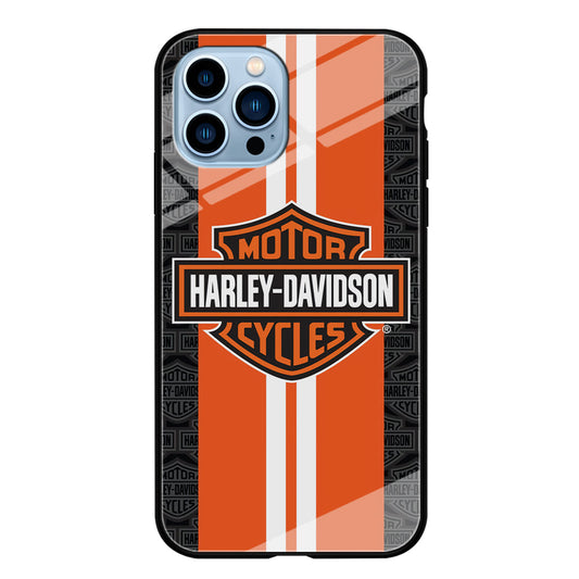 Harley Davidson White Striped Orange iPhone 13 Pro Case