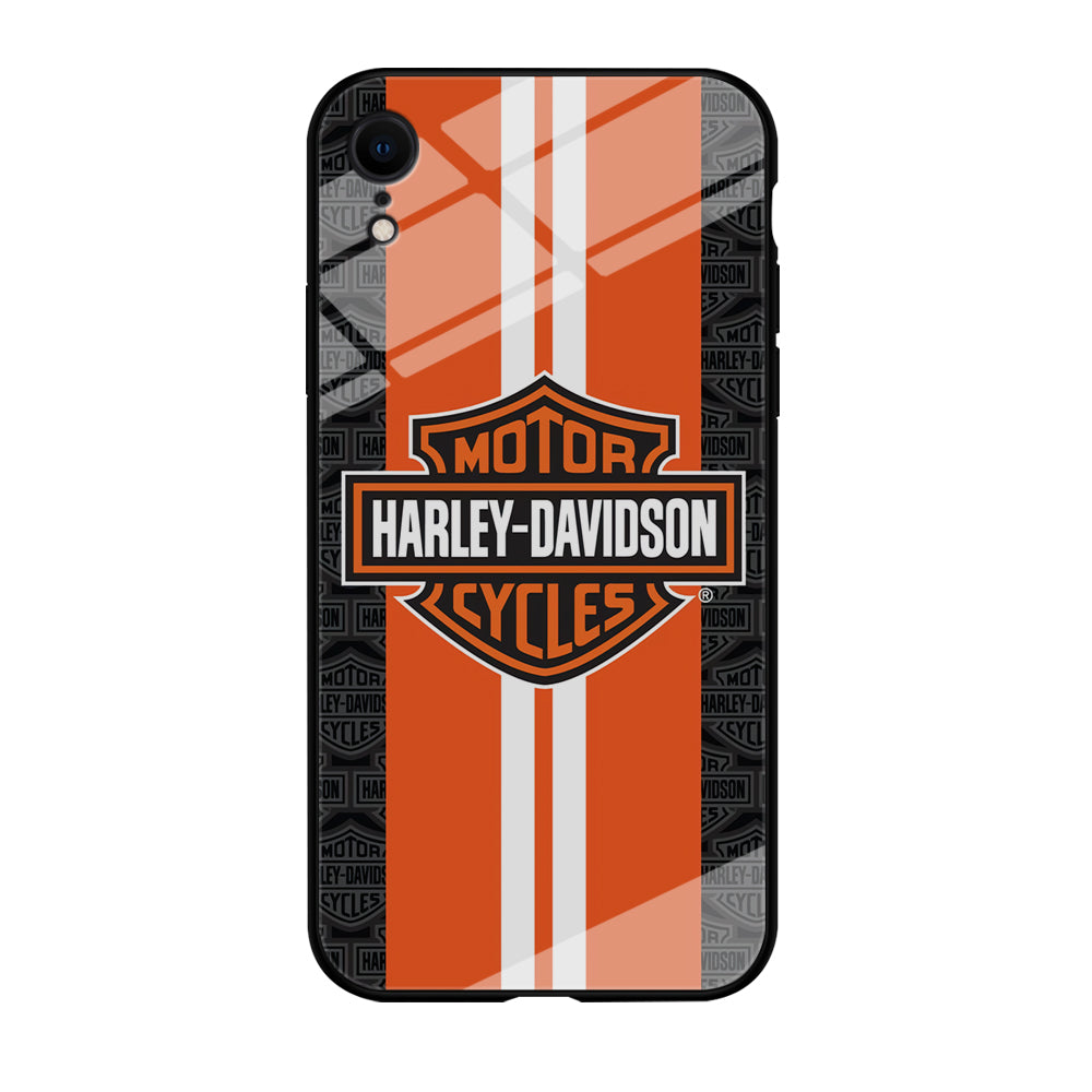 Harley Davidson White Striped Orange iPhone XR Case