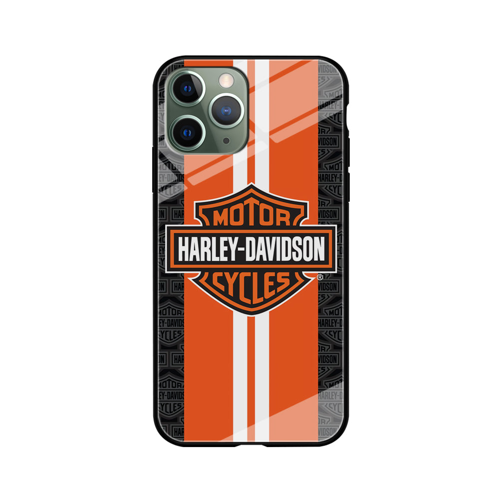 Harley Davidson White Striped Orange iPhone 11 Pro Max Case