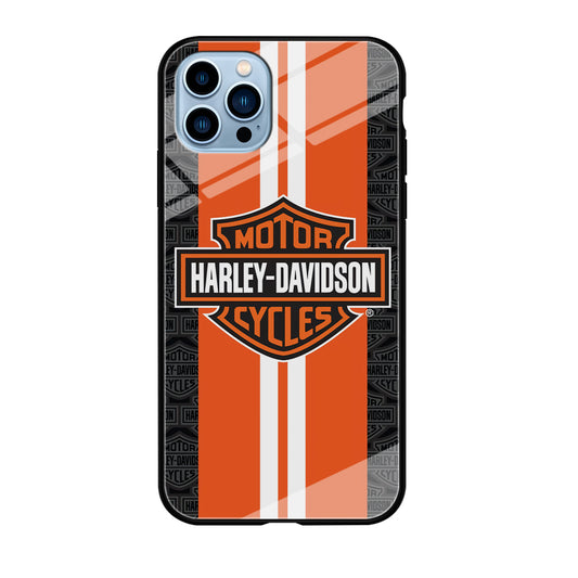 Harley Davidson White Striped Orange iPhone 12 Pro Case