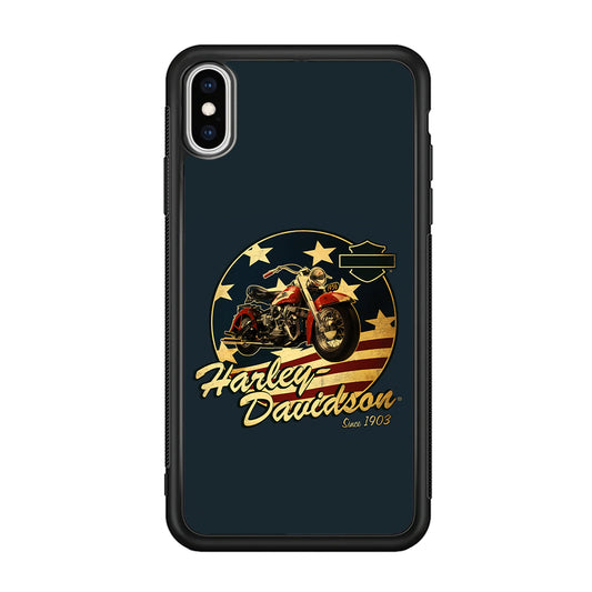Harley Vintage Logo iPhone Xs Case-Phone Case-Rubber Black (2D Case)-Altracase