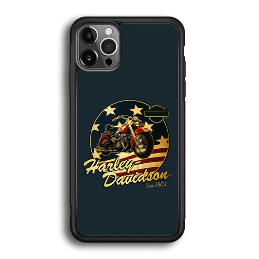 Harley Vintage Logo iPhone 12 Pro Max Case-Phone Case-Rubber Black (2D Case)-Altracase