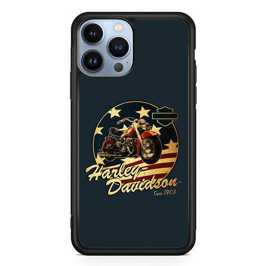 Harley Vintage Logo iPhone 15 Pro Case-Phone Case-Rubber Black (2D Case)-Altracase