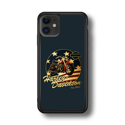 Harley Vintage Logo iPhone 11 Case-Phone Case-Rubber Black (2D Case)-Altracase