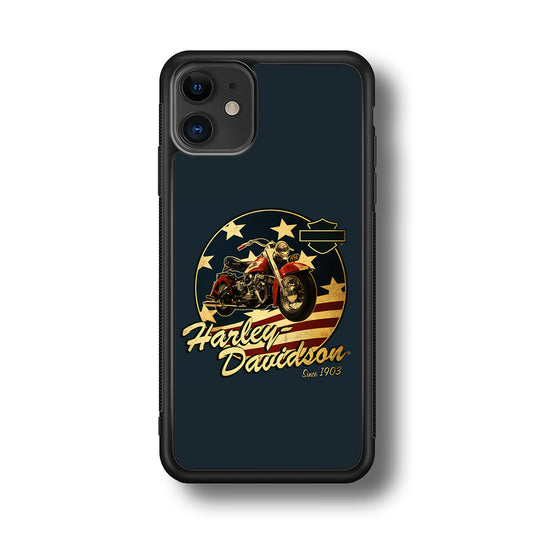 Harley Vintage Logo iPhone 11 Case-Phone Case-Rubber Black (2D Case)-Altracase