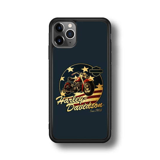 Harley Vintage Logo iPhone 11 Pro Max Case-Phone Case-Rubber Black (2D Case)-Altracase