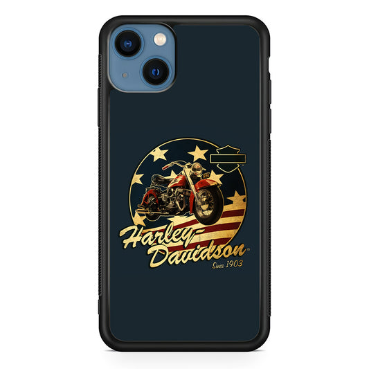 Harley Vintage Logo iPhone 13 Mini Case-Phone Case-Rubber Black (2D Case)-Altracase
