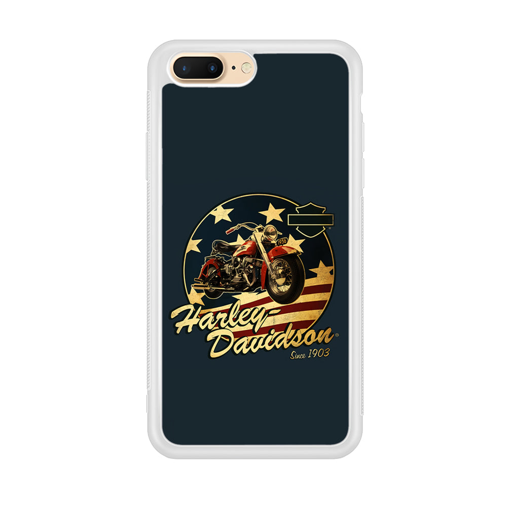 Harley Vintage Logo iPhone 8 Plus Case-Phone Case-Rubber White (2D Case)-Altracase