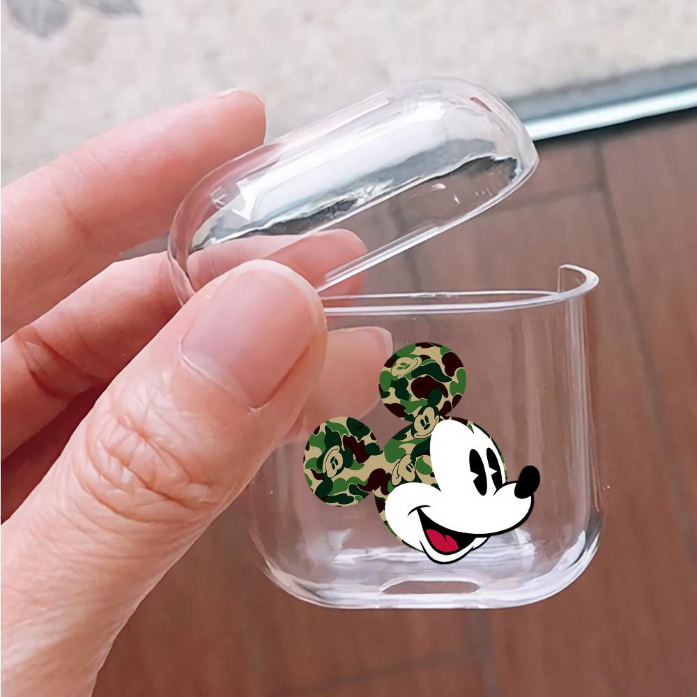 Head Mickey Mouse Camo Hard Plastic Protective Clear Case Cover For Apple Airpods