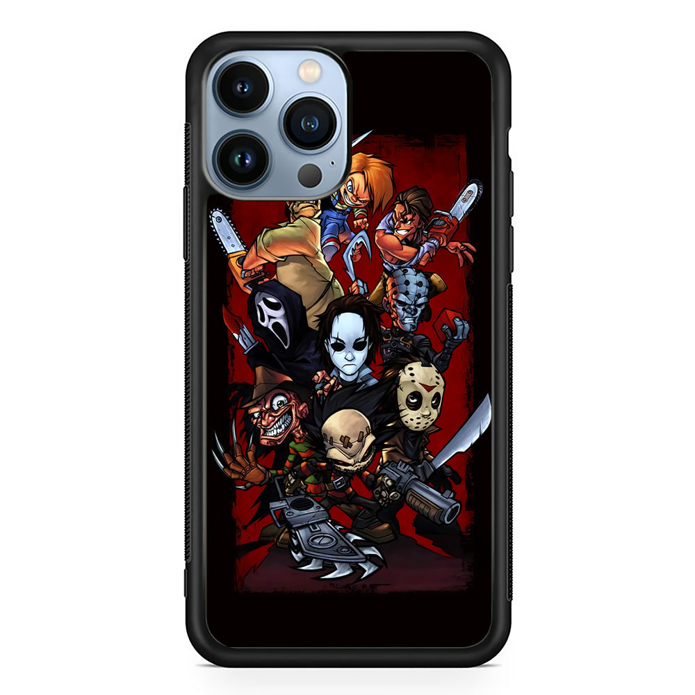 Horror Character Cartoon iPhone 15 Pro Case-Phone Case-Rubber Black (2D Case)-Altracase