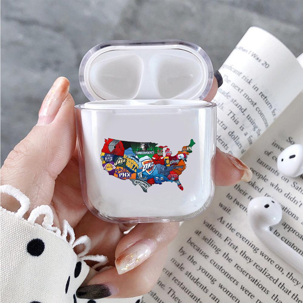 Map of NBA Hard Plastic Protective Clear Case Cover For Apple Airpods
