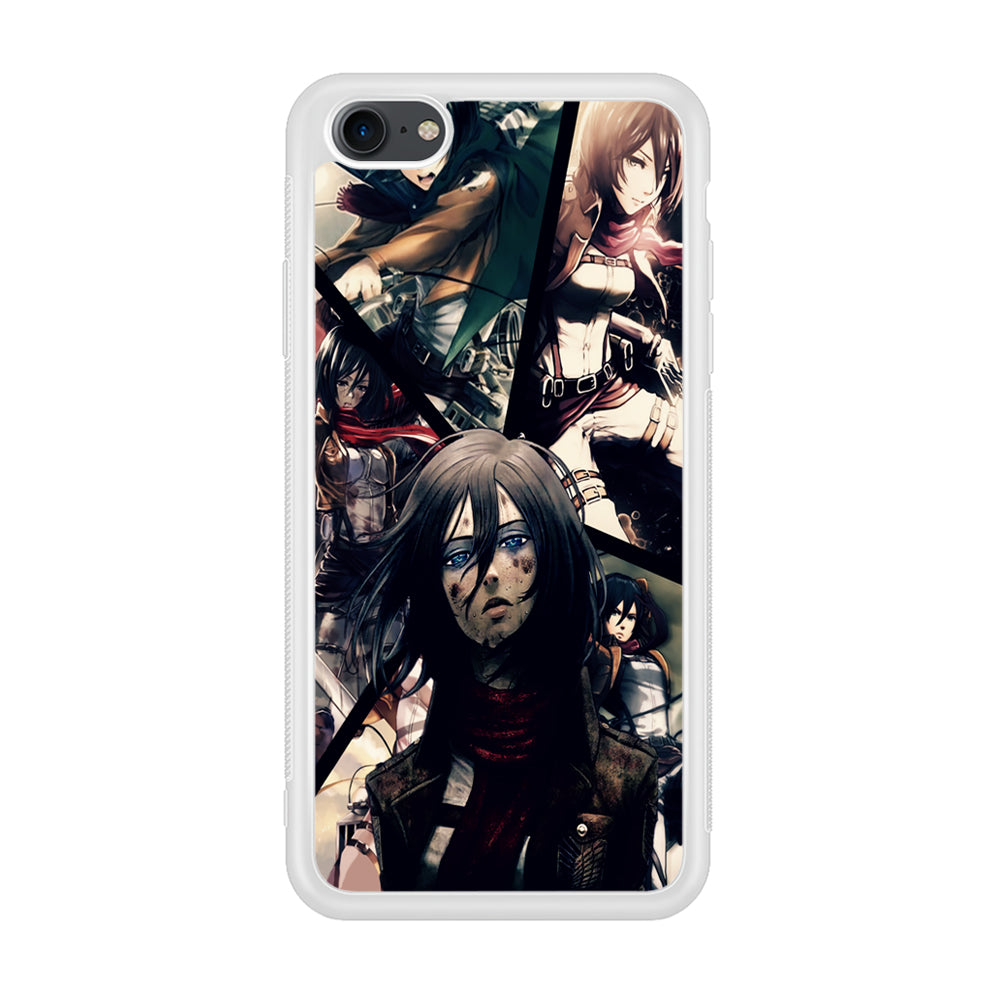 Mikasa Ackerman Collage iPhone 7 Case-Phone Case-Rubber White (2D Case)-Altracase