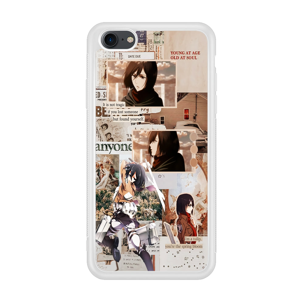 Mikasa Attack On Titan Aesthetic iPhone 7 Case-Phone Case-Rubber White (2D Case)-Altracase