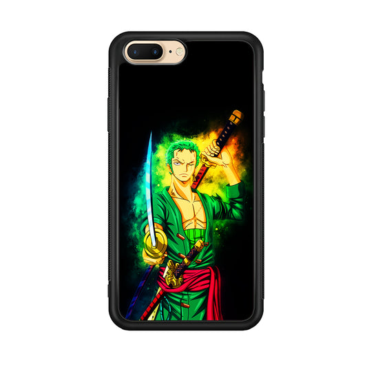 One Piece Roronoa Zoro Art iPhone 8 Plus Case-Phone Case-Rubber Black (2D Case)-Altracase