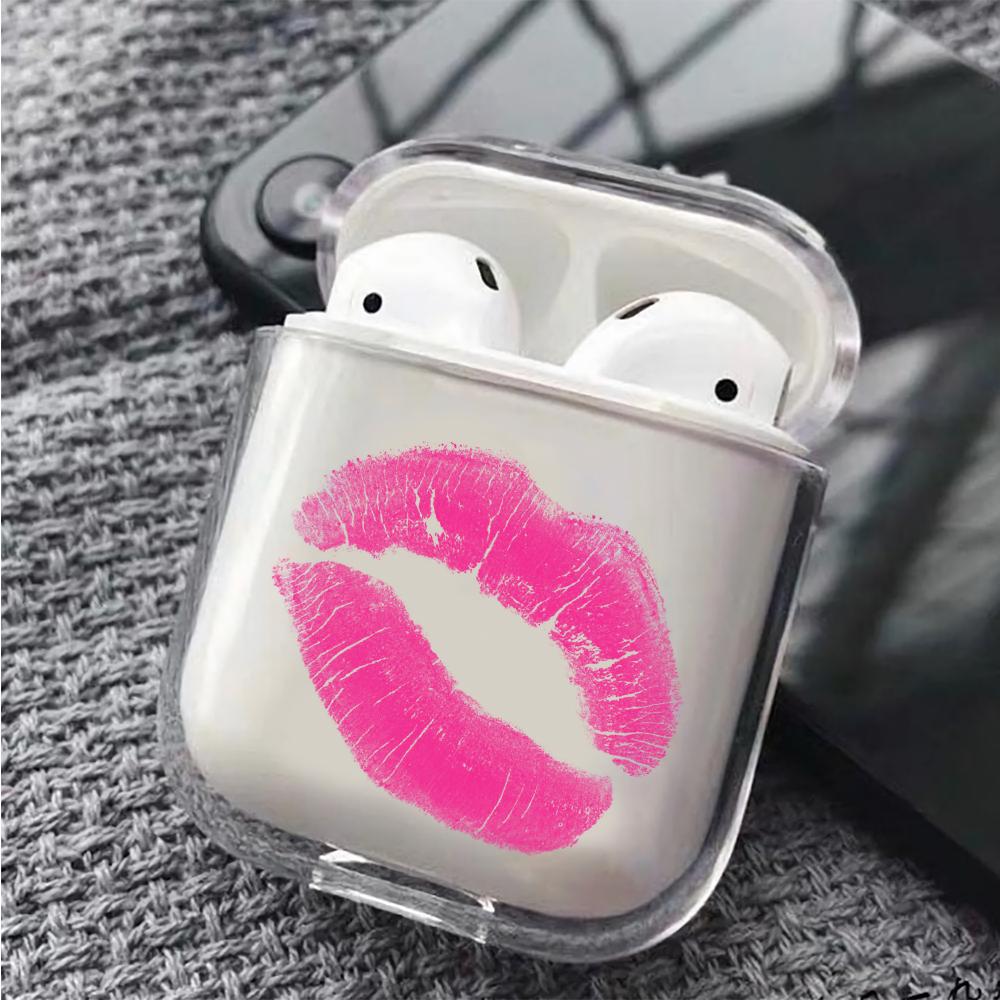 Sexy Pink Lip Hard Plastic Protective Clear Case Cover For Apple Airpods-AirPod Case-Altracase