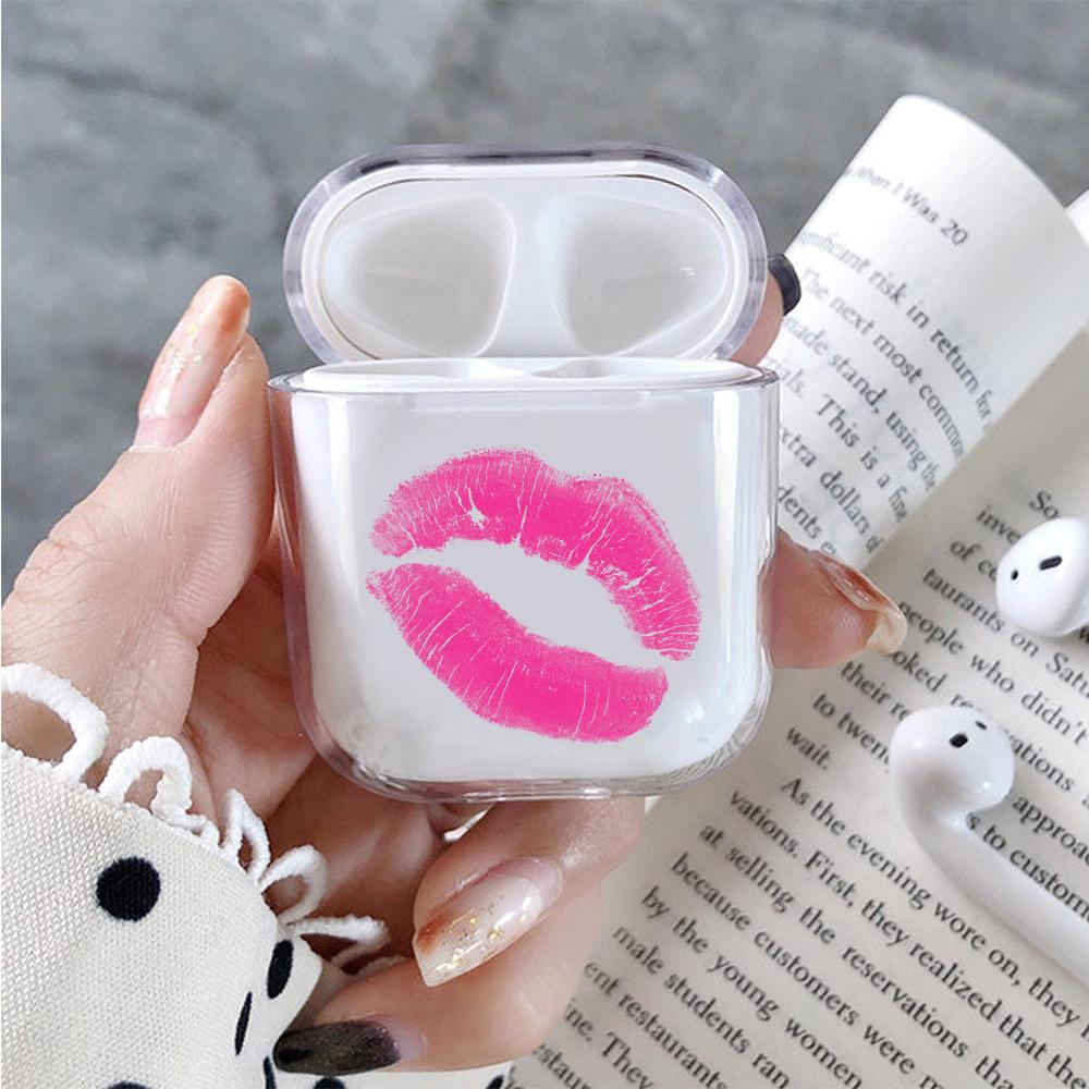Sexy Pink Lip Hard Plastic Protective Clear Case Cover For Apple Airpods-AirPod Case-Altracase