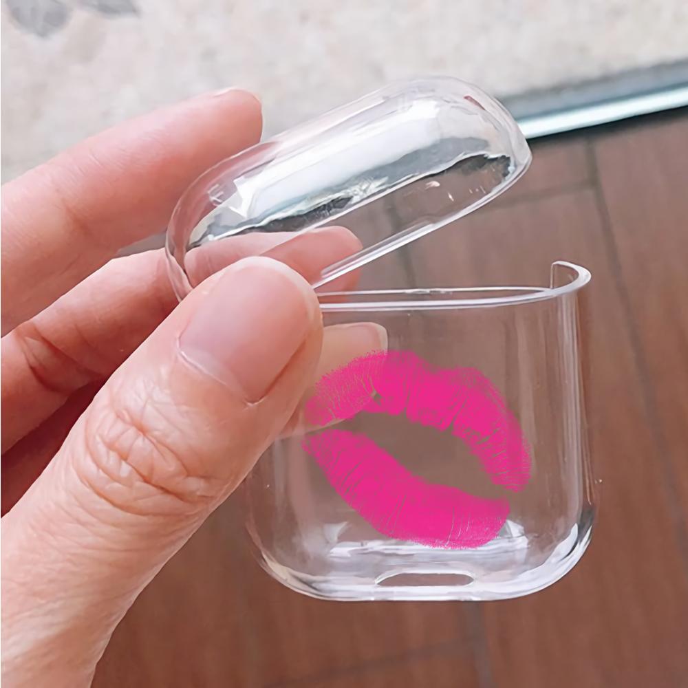 Sexy Pink Lip Hard Plastic Protective Clear Case Cover For Apple Airpods-AirPod Case-Altracase