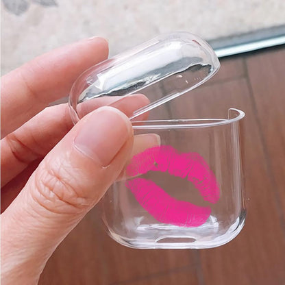 Sexy Pink Lip Hard Plastic Protective Clear Case Cover For Apple Airpods-AirPod Case-Altracase