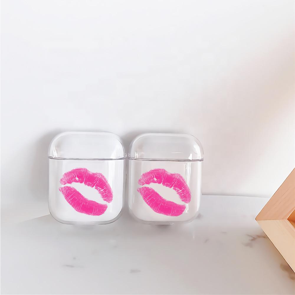 Sexy Pink Lip Hard Plastic Protective Clear Case Cover For Apple Airpods-AirPod Case-Altracase