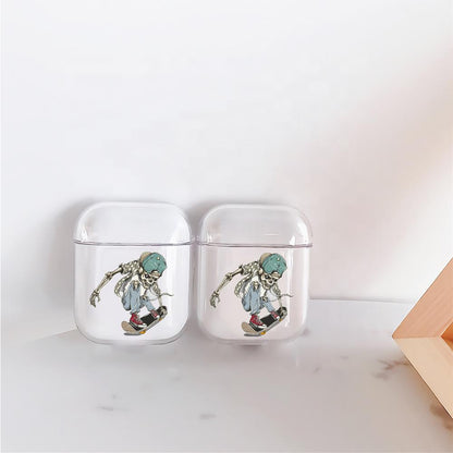 Skull playing skateboard Hard Plastic Protective Clear Case Cover For Apple Airpods-AirPod Case-Altracase